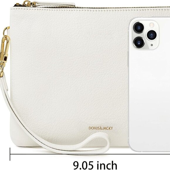 Lambskin Leather Wristlet Clutch Purse for Women Soft Designer Slim Cell Phone P - Picture 5 of 6